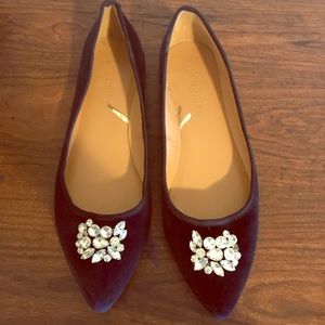 Banana Republic navy velvet jeweled flats sz 10